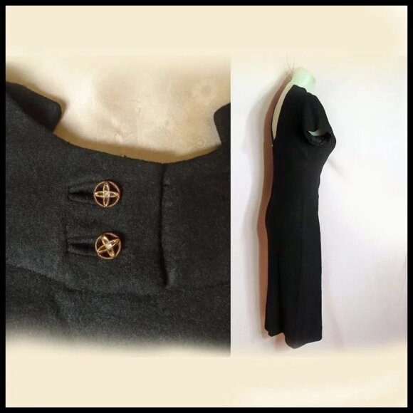 Bodycon Little Black Dress 1950s Vintage LBD, Low Back Interest - Picture 2 of 15